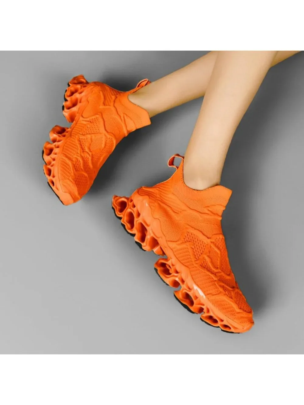 🆕Men's Orange Slip on Loafers Walking Tennis Shoes Running Blade Sneakers